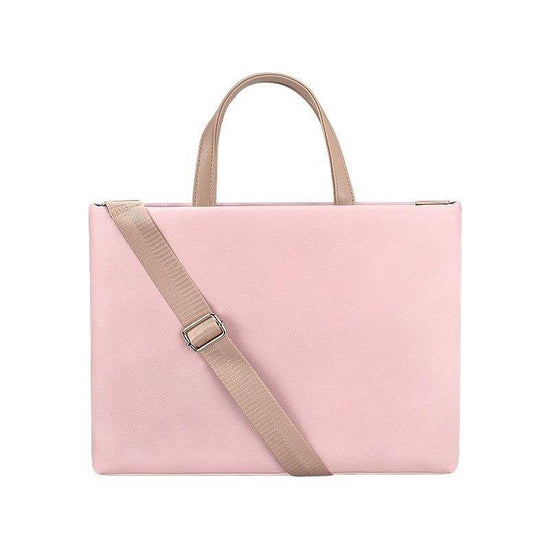13.3 Inch Pink Laptop Crossbody Bag - Waterproof Pu Material