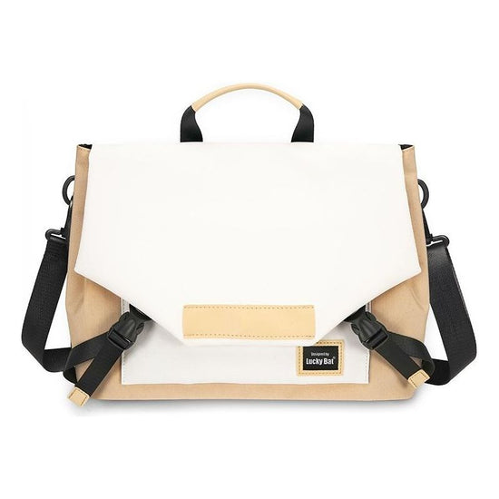 Anti-Drop Crossbody Laptop Bag - 16 Inch Airbag Design - Khaki White