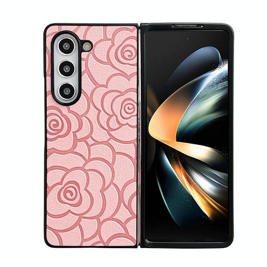 For Samsung Galaxy Z Fold4 5G Floral Print Protective Phone Case - Brown