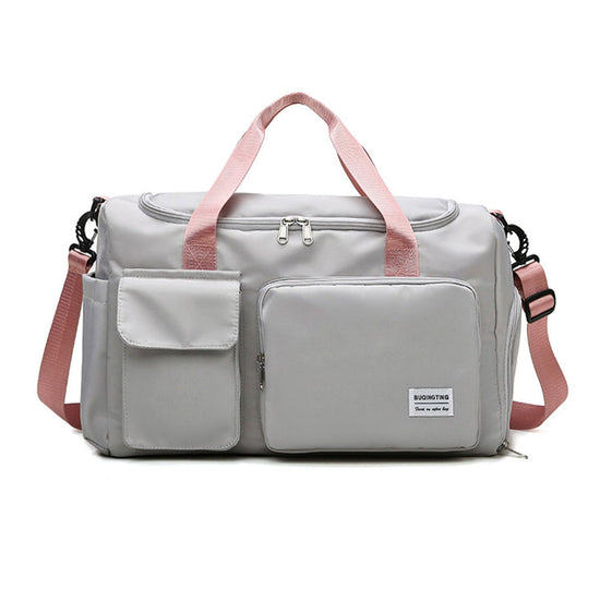 Vibe Geeks Waterproof and Lightweight Zipper Sports Gym Bag with Shoe Compartment - Dark Pink