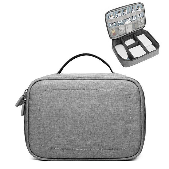 Versatile Headphone Charger & Data Cable Storage Bag - Single Layer - 23x16x7cm - Grey