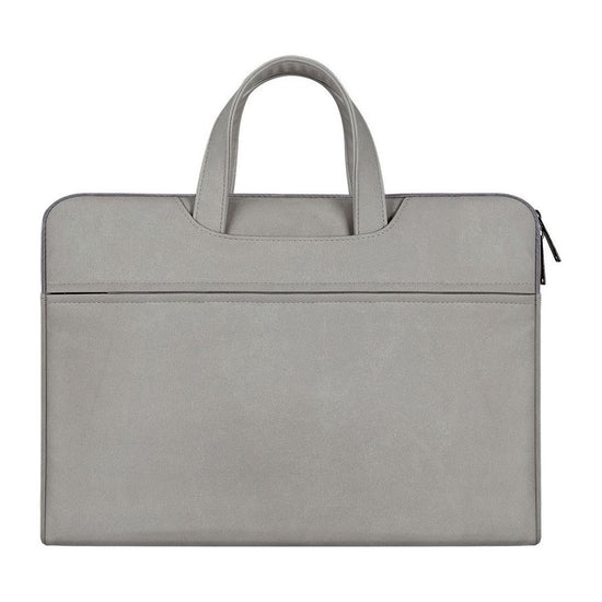 Waterproof Portable One-Shoulder Handbag For 13.3 Laptops With Hidden Zipper And Suitcase Belt - Light Grey