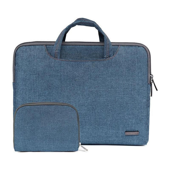 11.6 Inch Simple Business Laptop Bag With Liner - Ls-116 - Canvas Colourful Leaves Blue