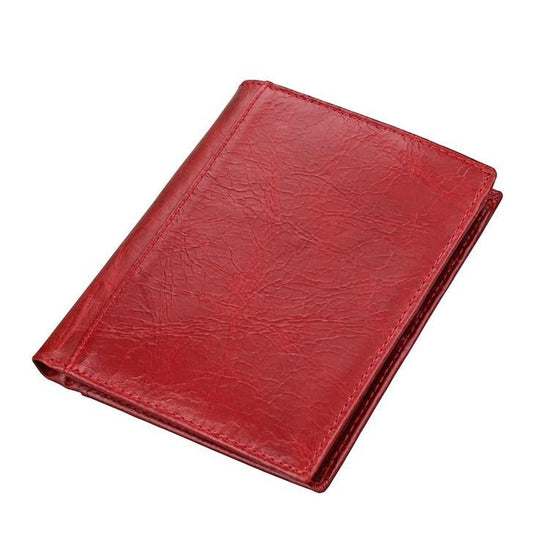 Leather Rfid Passport Wallet - Multi-function - Red