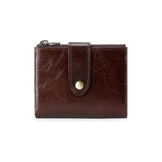 Leather Rfid Wallet With Dual Zippers