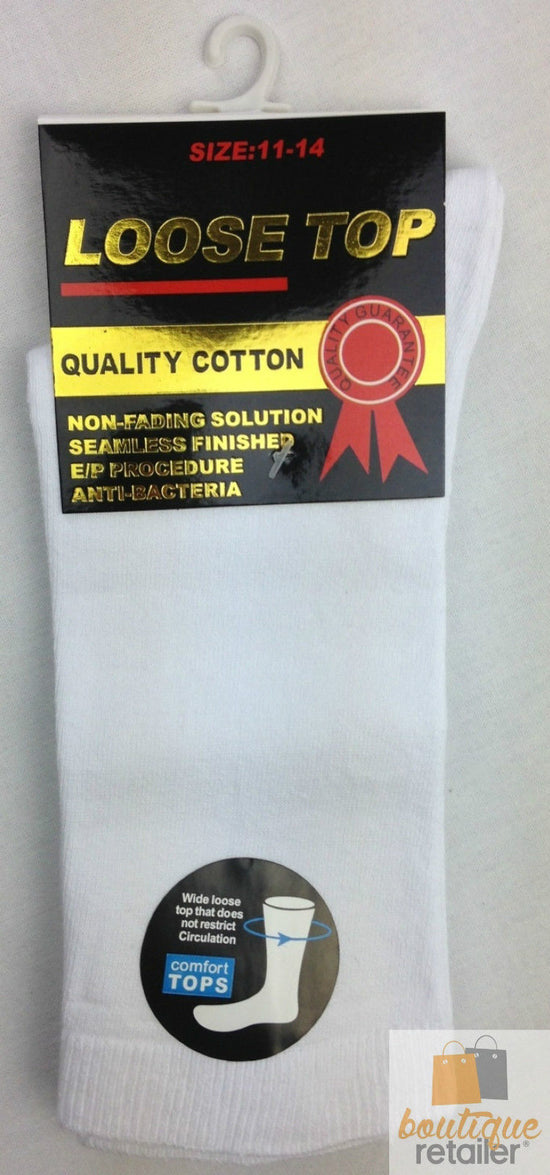 6x Pair COTTON Rich LOOSE TOP SOCKS Circulation Diabetic Comfort in White - 11-14