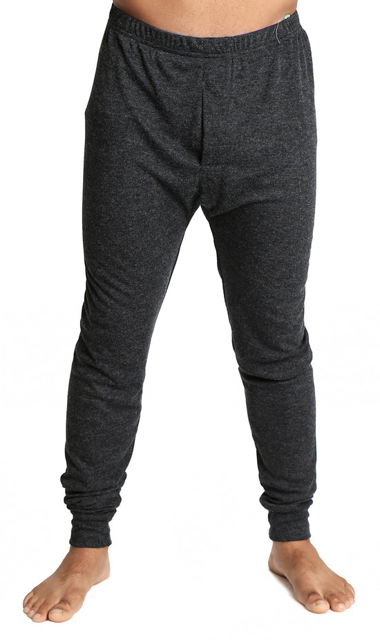 Mens Merino Wool Blend Long John Thermal Pants Underwear Thermals Warm Winter - Black - 3XL