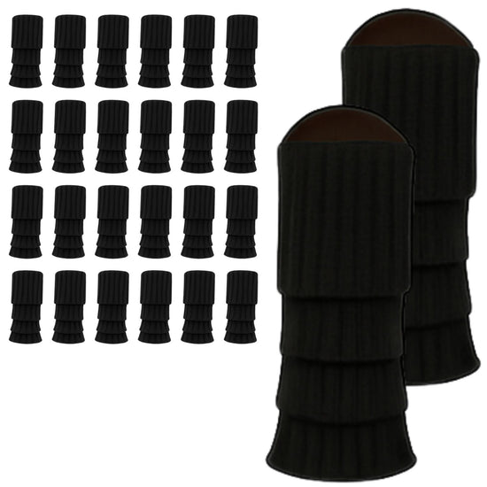 24x Womens Leg Warmers Disco Winter Knit Dance Party Crochet Legging Socks Costume - Black