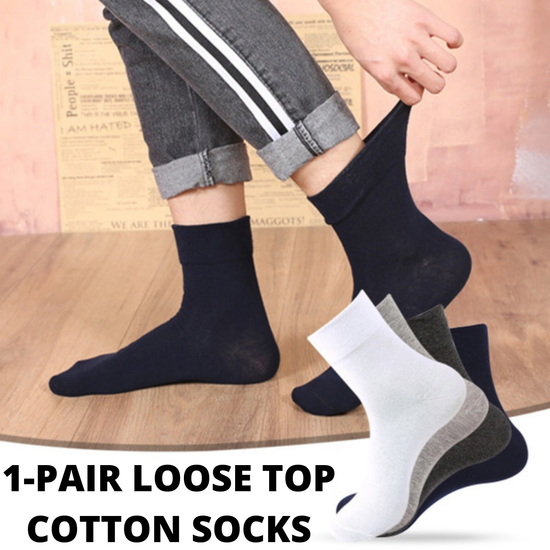 1x Pair COTTON Rich LOOSE TOP SOCKS Circulation Diabetic Comfort in Charcoal - 11-14