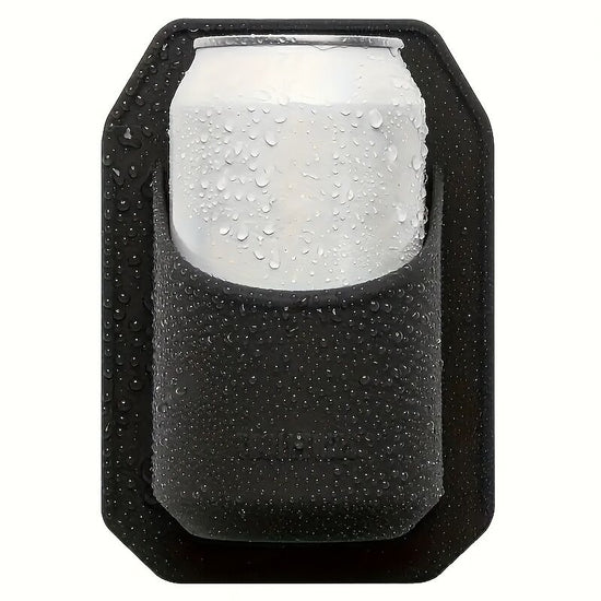 Silicone Shower Beer Holder Wall Mounted Beverage Can Rack Self Adhesive in Black