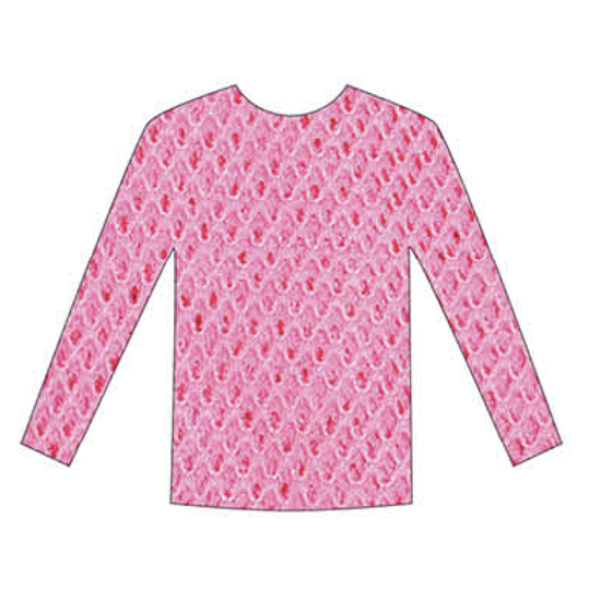 LONG SLEEVE FISHNET TOP Blouse T Shirt Tee Costume Party See Through - Light Pink
