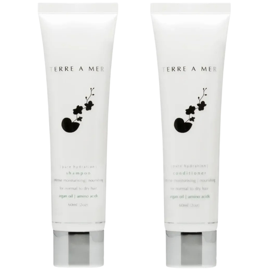 Terre A Mer Pure Hydration Amino Acid/Argan Oil Shampoo & Conditioner - 60ml Travel Size
