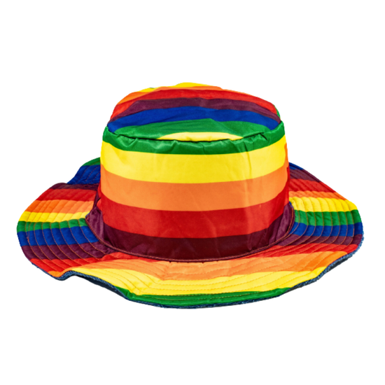 Rainbow Terry Towelling Bucket Hat Gay Lesbian Mardi Gras Party Cap LGBT - Reversible - XX-Large (63cm)