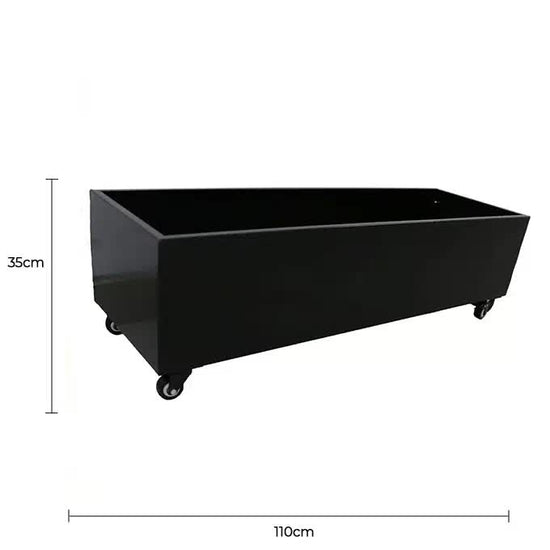 Black Metal Planter Medium + Wheels
