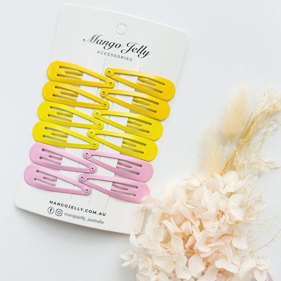 Essential Snap Hair clips - Lemon - 12 Pieces