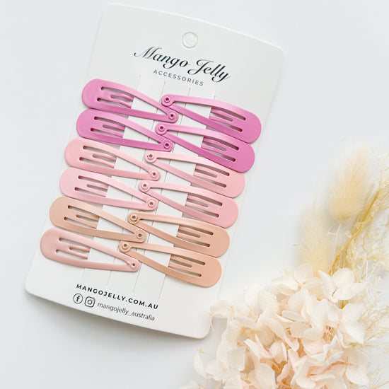 Essential Snap Hair clips - Pink - 6 Pieces