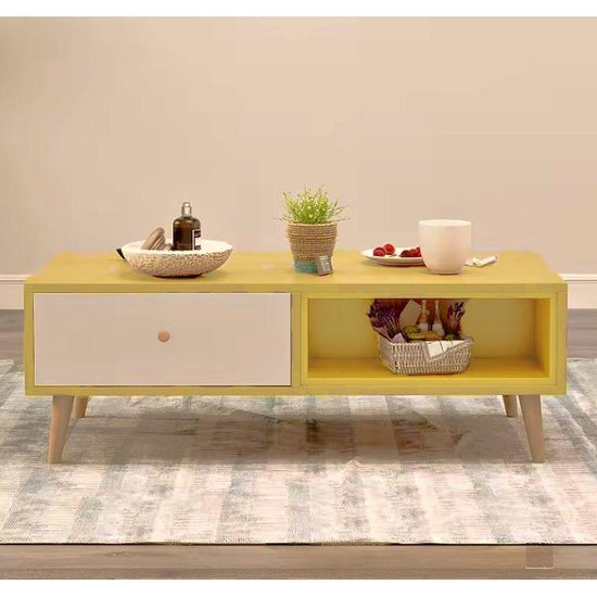 NNECN Coffee Table with Storage Drawer and Open Shelf
