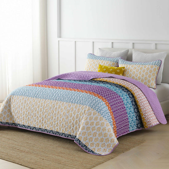 Quirky Quilted coverlet and pillowcovers set: Add Personality to Your Space-Queen