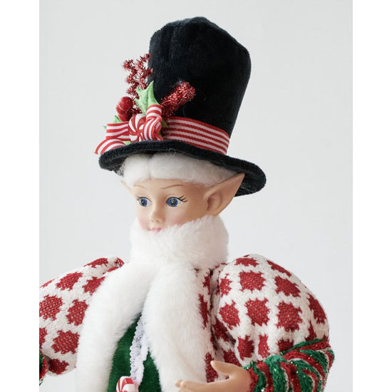 LUXURY CHRISTMAS CAROLLER ELF GREEN/RED 65CM