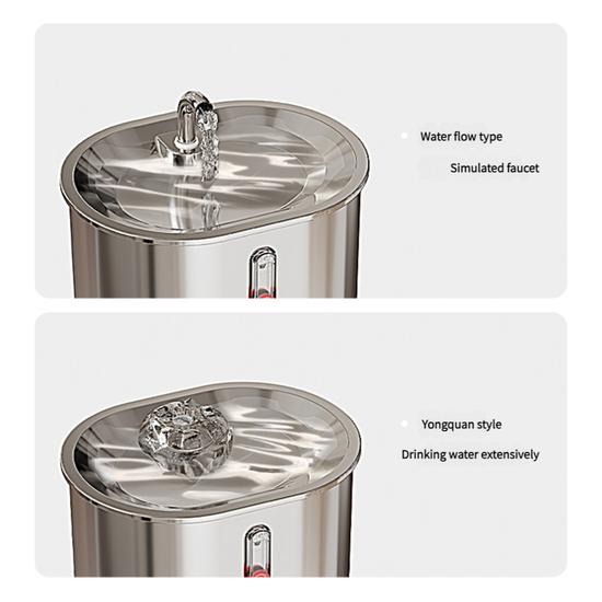 Standard Package Stainless Steel Pet Water Fountain with Faucet Flow and USB Plug