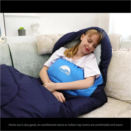 Sleeping Bag - Lightweight for Adults, Camping, Hiking, Backpacking (With accessories + eye mask + earbuds + square pillow)