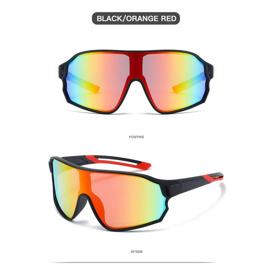 Fashionable Sports Sunglasses with Colorful Mirror Lenses – UV400 Protection for Cycling & Outdoor Activities Orange red