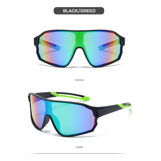 Fashionable Sports Sunglasses with Colorful Mirror Lenses - UV400 Protection for Cycling & Outdoor Activities BLACK