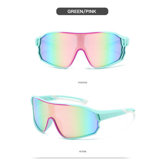 Fashionable Sports Sunglasses with Colorful Mirror Lenses - UV400 Protection for Cycling & Outdoor Activities green