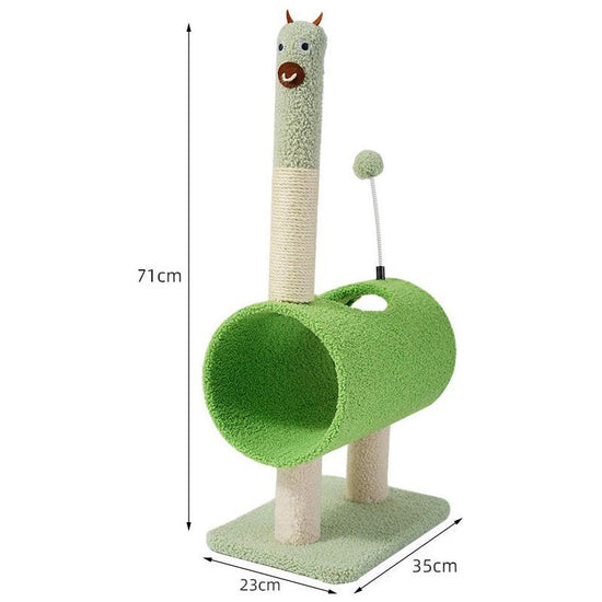 Interactive Cat Tunnel & Scratching Post with Spring Toy - Cozy Playtime for Kittens green 35*23*71cm