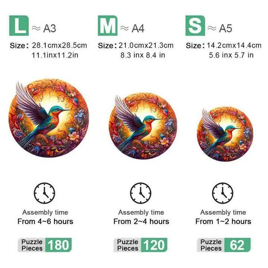 Fantasy Bird Wooden Puzzle - Intricate Nature-Themed Circular Puzzle(L-paper box-H186)