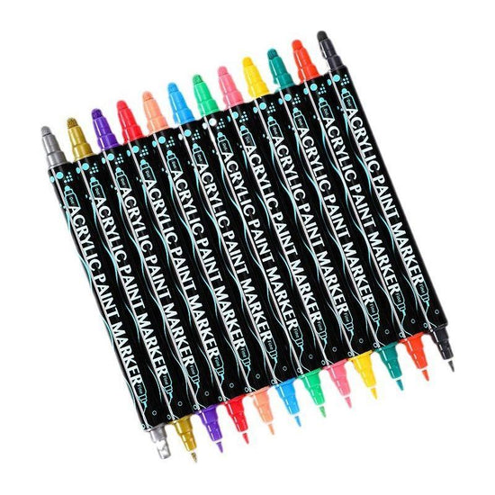 Dual-Tip Acrylic Marker Set - 48 Vibrant Colors for Art and Craft Projects