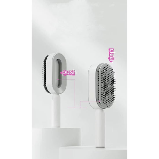 Self-Cleaning Hair Brush with One-Click Release | Massage Cushion Design, Anti-Frizz and Detangling Brush