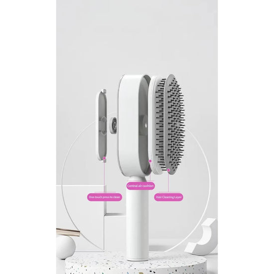 Self-Cleaning Hair Brush with One-Click Release | Massage Cushion Design, Anti-Frizz and Detangling Brush(red)