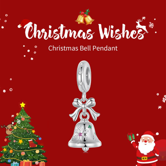 Sterling Silver Bell Charm - Festive Christmas Pendant with Colorful Accents (weighs approximately 2.2g)