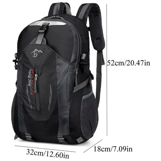Black Lightweight Hiking Backpack - Waterproof Outdoor Travel & Camping Bag with Multi-Compartment Design