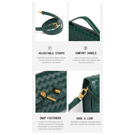 Light Green Luxury Woven PU Leather Clutch - Elegant Women&