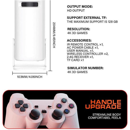 P30 Max 4K Ultra HD Projector with 3D Gaming - Includes 2 Wireless Controllers, Remote Control, and Streaming Support