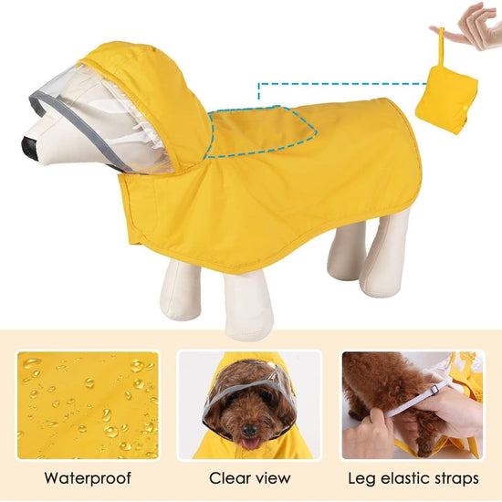 XXXL Yellow Reflective Adjustable Pet Raincoat with Hood - Waterproof Dog Jacket, Adjustable Dog Poncho for Outdoor Protection