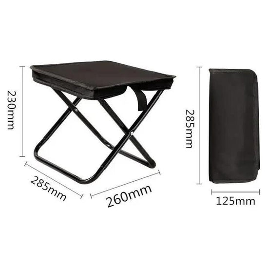 Beige Outdoor Folding Stool with Carrying Handle - Portable Camping Seat, Fishing Chair, Collapsible Zipper Stool for Outdoors, Queueing, and More