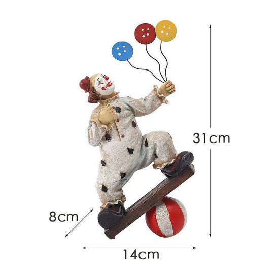 Vintage Circus Clown Figurines - Retro Balloon and Bicycle Ornaments