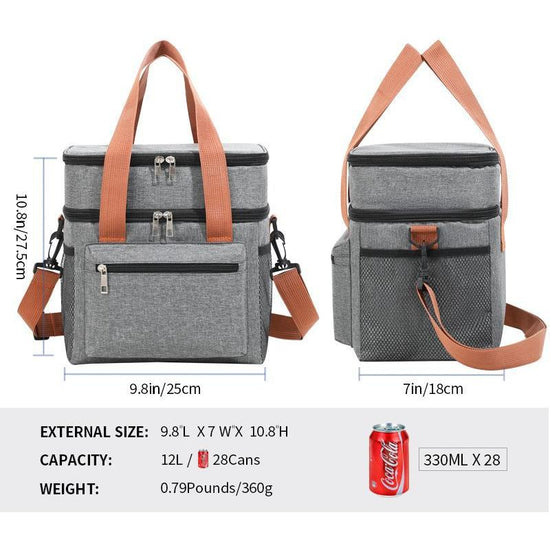 Beige Waterproof Insulated Lunch Bag - Leakproof Thermal Cooler for Food and Drinks