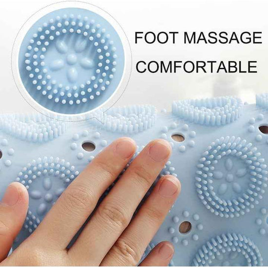 Light Brown Non-Slip Round Shower Foot Scrubber Mat - Soft Silicone Massage Pad for Foot Cleaning