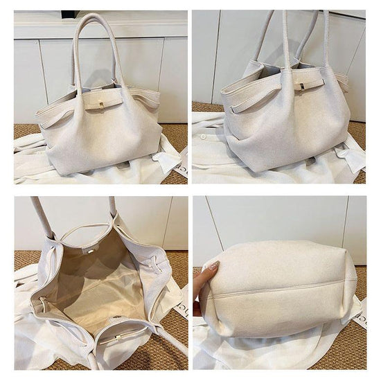 Black Elegant Suede Tote Bag - Soft and Stylish Handbag for Everyday Use