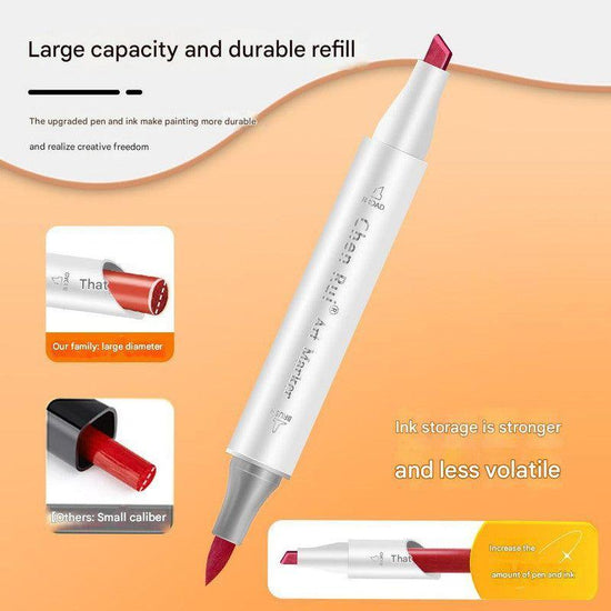 Dual-Tip Alcohol Marker Pen with High-Capacity Ink for Professional Drawing and Coloring