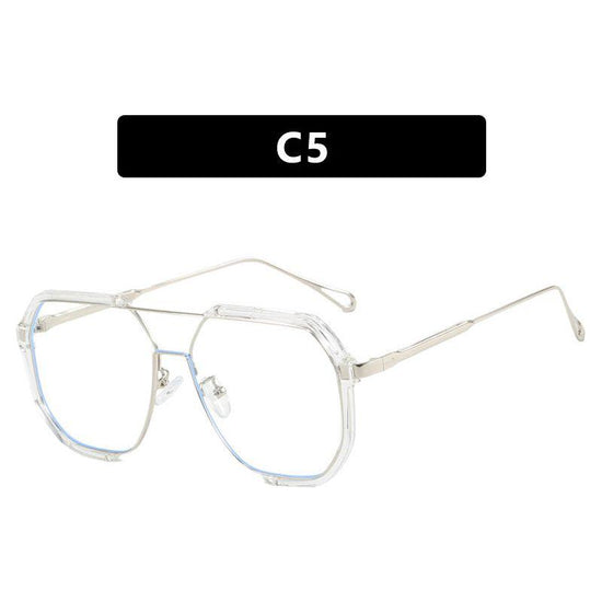 Transparent White Tablets Unisex Oversized Aviator Metal Frame Sunglasses - Retro Fashion Eyewear with AC Lenses