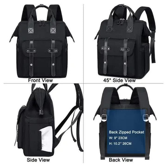 Black Fashionable Multi-Function Mommy Bag – Large Capacity Diaper and Backpack for Moms, Ideal for Travel and Everyday Use