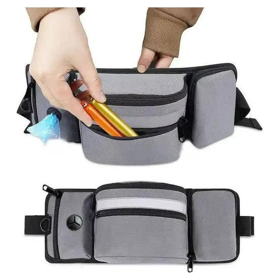 Black Portable Dog Training Bag - Multi-Function Pet Snack Pouch, Waste Bag Holder, and Training Waist Bag for Dog Walking and Outdoor Adventures