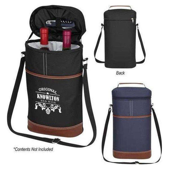 Blue Portable Insulated Wine Cooler Bag - Oxford Fabric Round Tote with Thick Aluminum Lining for Wine, Champagne, and Beverages