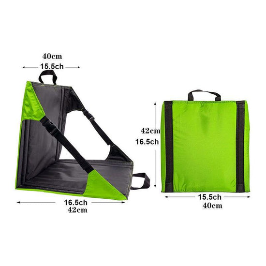 Green And Black Portable Outdoor Camping Seat Pad with Backrest, Foldable & Waterproof Concert Cushion, 600D Oxford Fabric, Ideal for Hiking & Picnics