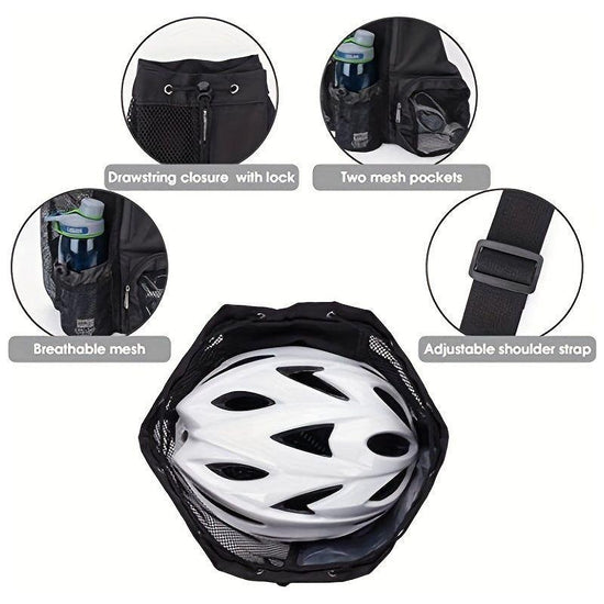 Black Mesh Drawstring Swim Backpack with Wet Pocket – Lightweight Beach, Gym, Outdoor Sports Bag – 245g